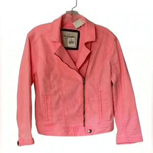 NWT Abercrombie & fitch Washed salmon 🍣 pink Womens Size Large Cropped Jacket